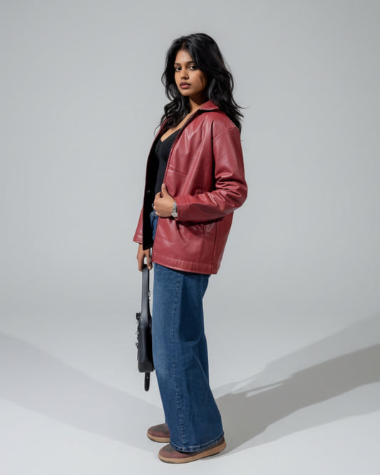 Maroon Leather Jacket