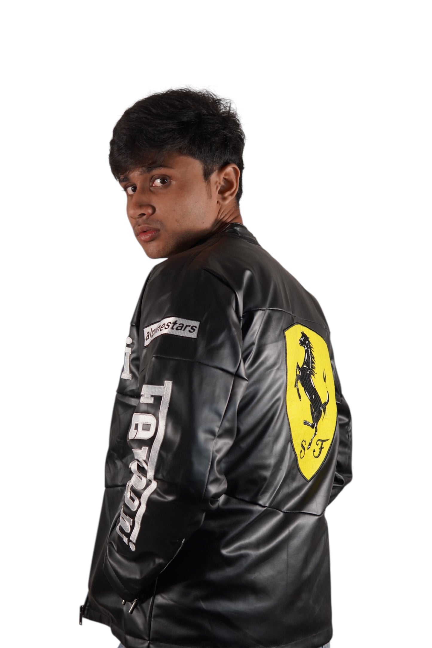 Ferrari F1 Racing Leather Jacket - Black