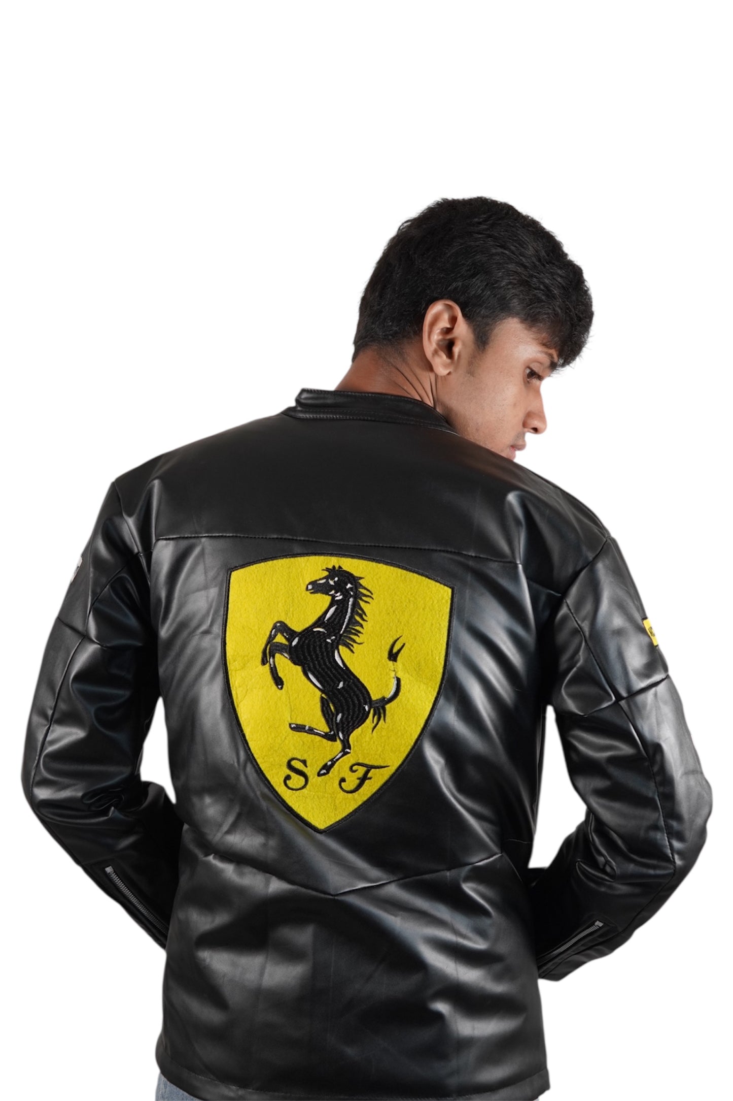 Ferrari F1 Racing Leather Jacket - Black