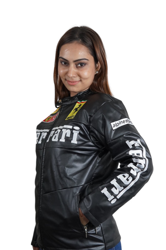Ferrari F1 Racing Leather Jacket - Black