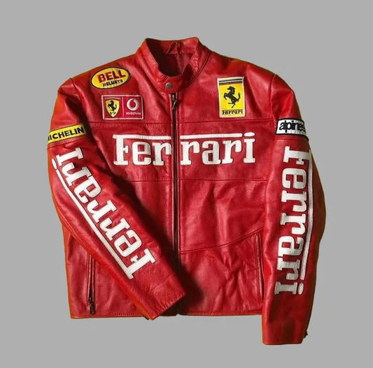 Red Ferrari F1 Racing Leather Jacket