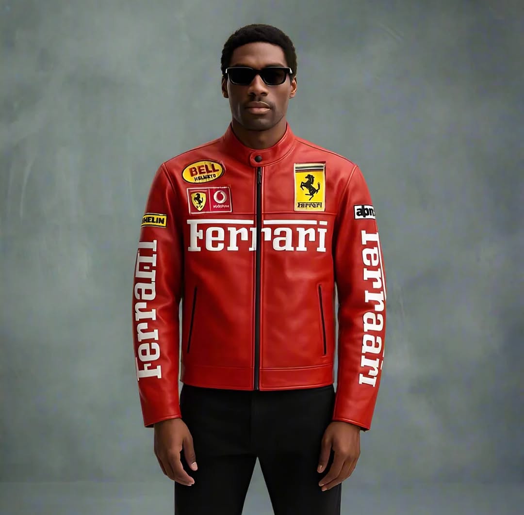 Red Ferrari F1 Racing Leather Jacket