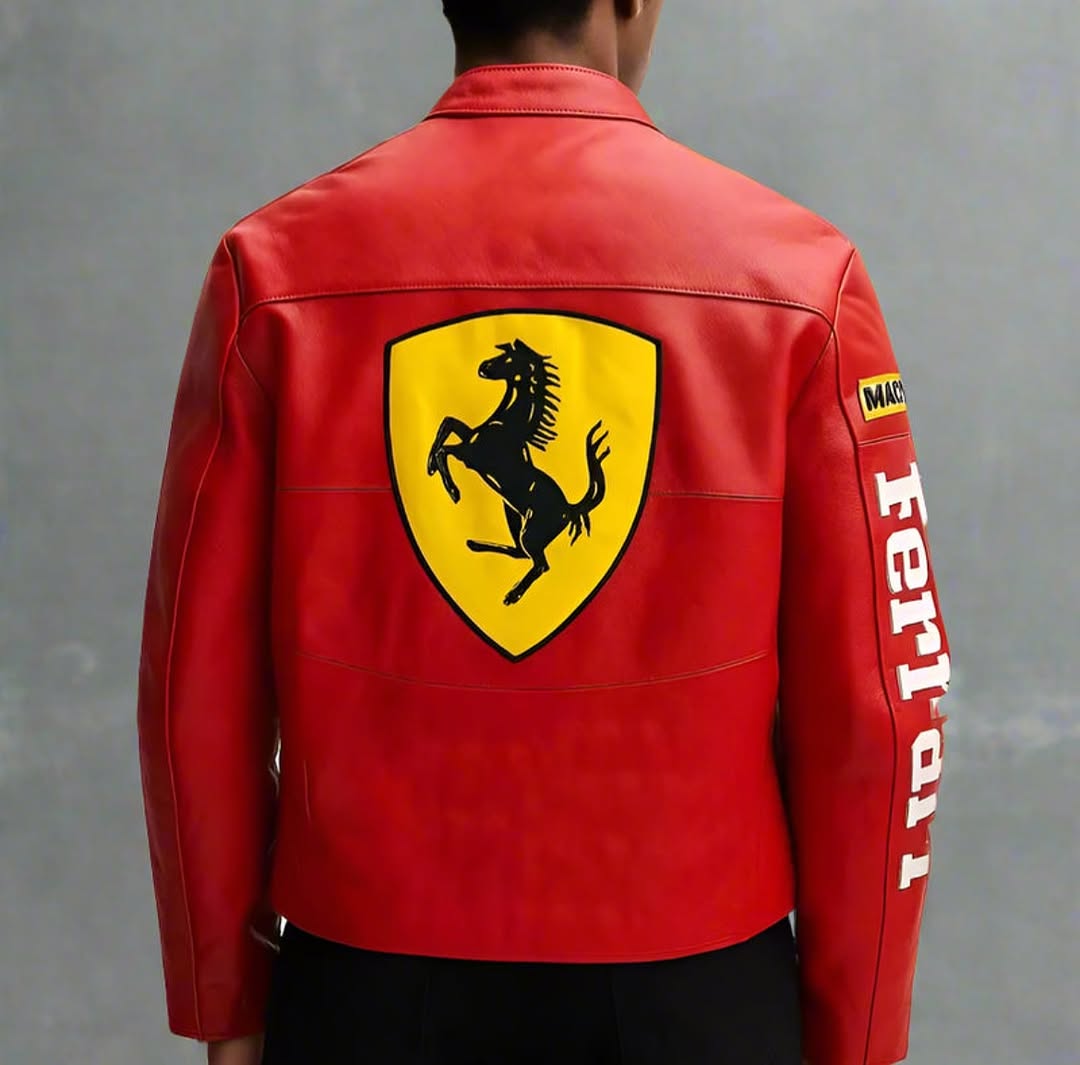 Red Ferrari F1 Racing Leather Jacket