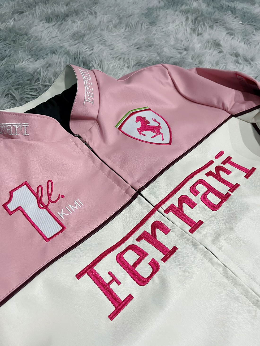 Ferrari F1 Leather Racing Jacket – Pink
