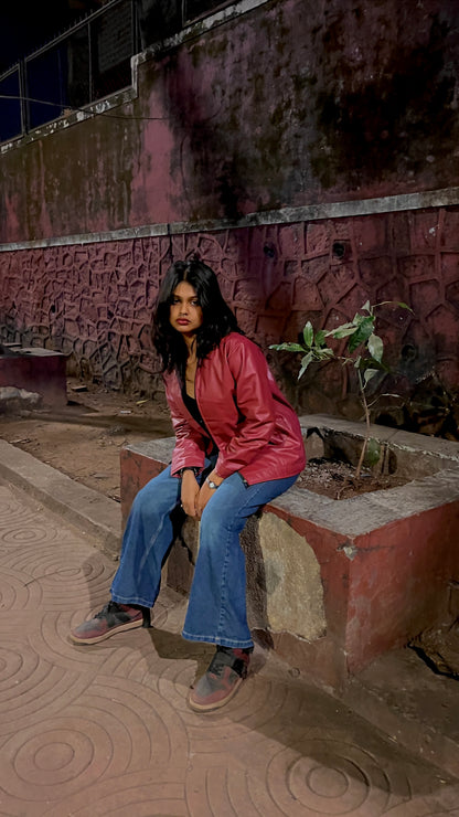 Maroon Leather Jacket – Premium Finish