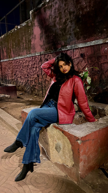 Maroon Leather Jacket – Premium Finish