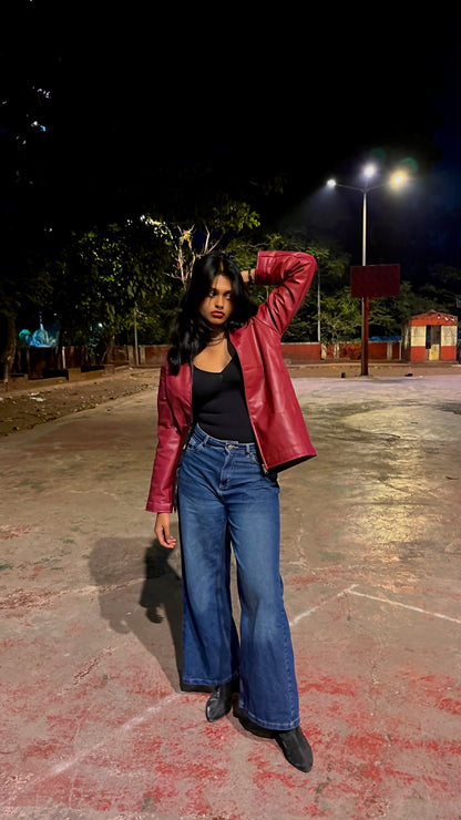 Maroon Leather Jacket – Premium Finish