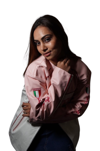 Ferrari F1 Leather Racing Jacket – Pink