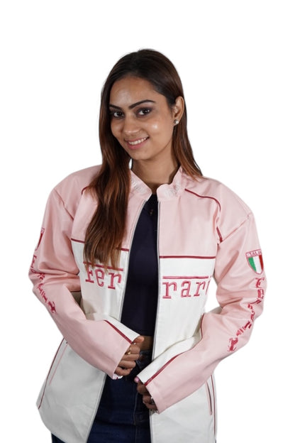 Ferrari F1 Leather Racing Jacket – Pink