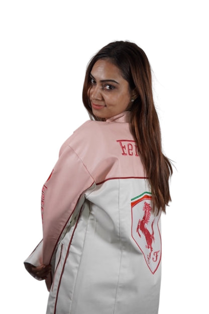 Ferrari F1 Leather Racing Jacket – Pink
