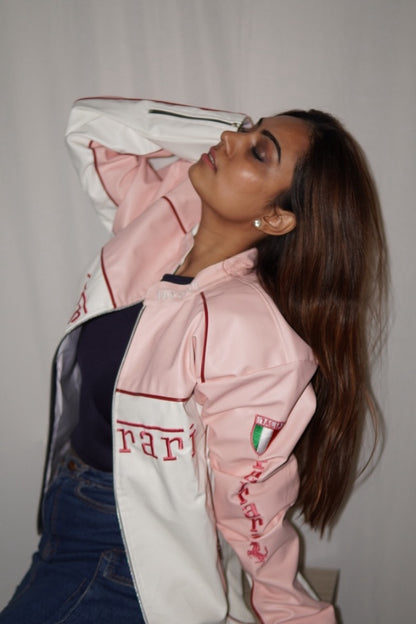 Ferrari F1 Leather Racing Jacket – Pink