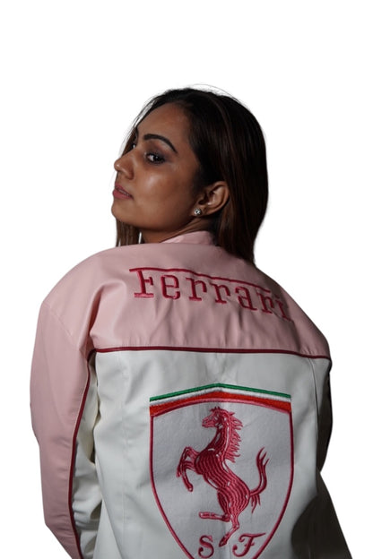 Ferrari F1 Leather Racing Jacket – Pink