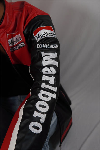 Marlboro F1 Black Leather Racing Jacket