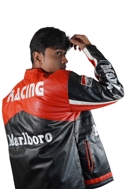 Marlboro F1 Black Leather Racing Jacket
