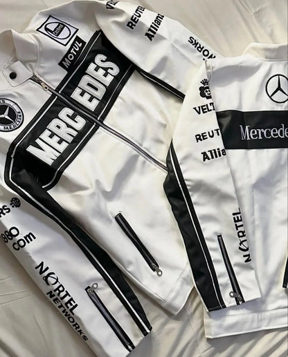F1 Mercedes Leather Jacket – Motorsport Streetwear Style