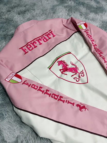 Ferrari F1 Leather Racing Jacket – Pink